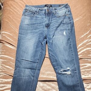 Judy Blue Distressed Boyfriend Jeans - Medium Wash